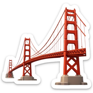 Cinematic Realistic Golden Gate Bridge Landmark Emoji, depicted with the iconic suspension bridge rendered with rich detail and vibrant, dynamic lighting. sticker