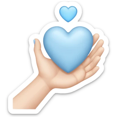 Pale blue heart in the hand sticker