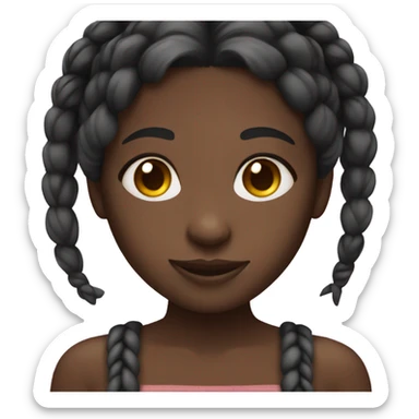 Dark skinned girl with braids and brown eyes sticker