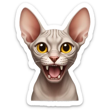 Mad angry sphynx cat roaring sticker