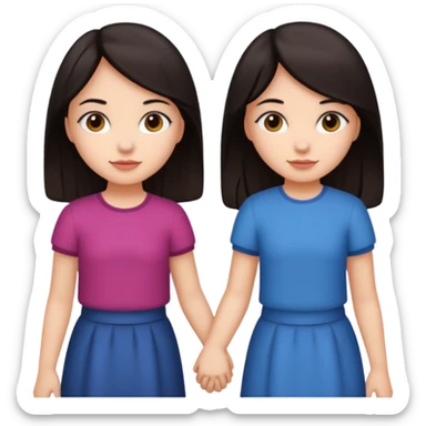 Two friends holding hands girls dark hair sticker