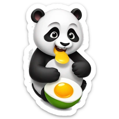 Panda eating eggs sticker