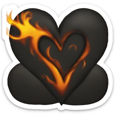 black heart on fire sticker
