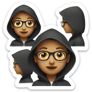 Girl wearing a hoodie and glasses sticker