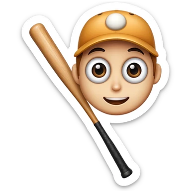 Baseball bat with big eyes and a happy expression sticker