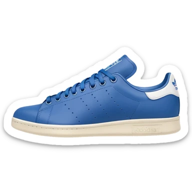 blue adidas Stan Smith with white sole sticker