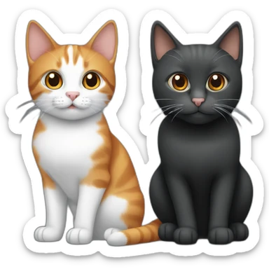 three cats, one dark grey, one ginger, one black and white sticker