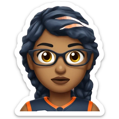 Disappointed girl in broncos jersey  sticker