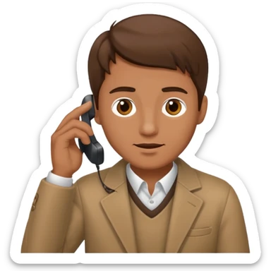 man with brown hair sending a voice message on the phone sticker
