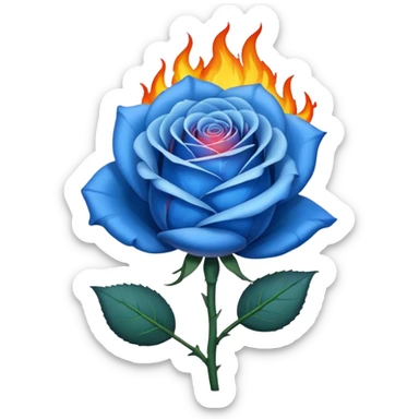 Blue rose in big flame sticker