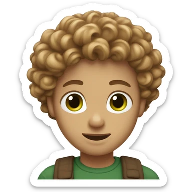 Human emoji with curly light brown hair, really dak skin ton and green eyes sticker