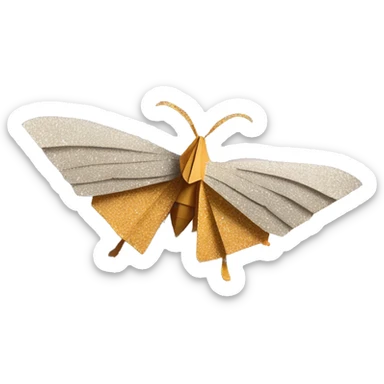 Moth made out of a book, book, newspaper, origami, surrounded by sparkling magic spells sticker