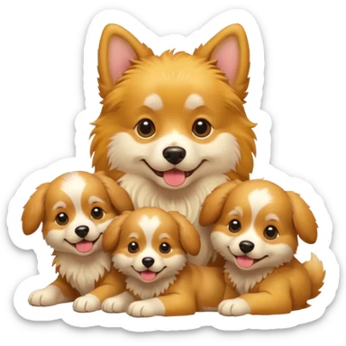 dog with its puppies sticker