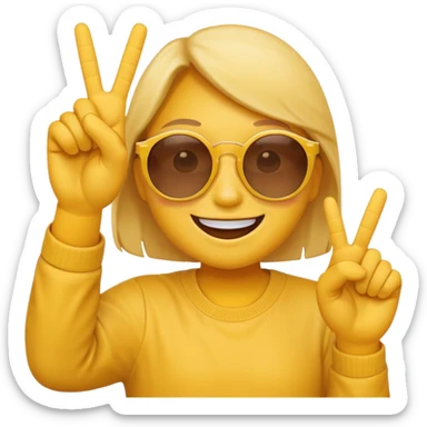 the yellow circle wearing sun glasses emoji holding up a peace sign sticker