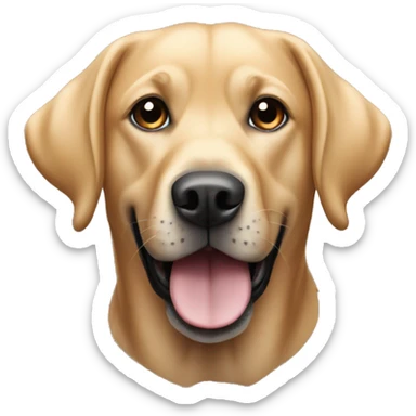caramel coloured labrador dog, black snout and tail, white belly sticker