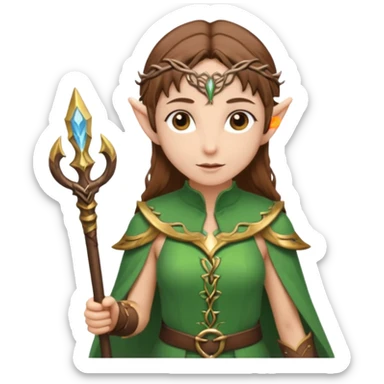 elf with staff brown hair, no hat sticker