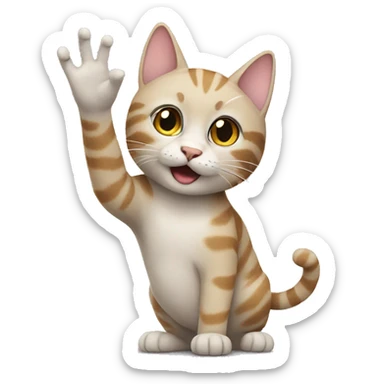 cat waving hand
 sticker