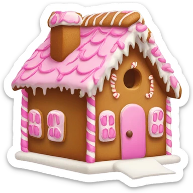 Gingerbread house with a pink bow  sticker
