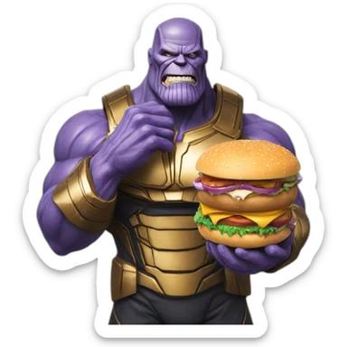 thanos eating a hamburger sticker