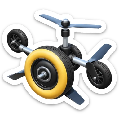 he aircraft's landing gear is one inflated, plump wheel with a strut, black in color, cartoon-style sticker
