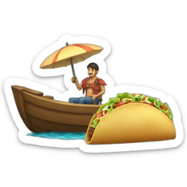 cangrejo y un taco abordando un barco sticker