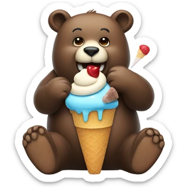 A bear eating icecream  sticker