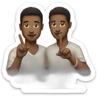 Two young men touch fingers sticker