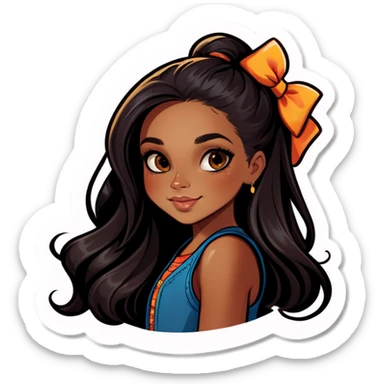 Pretty brown girl with long black hair  sticker