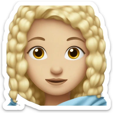 A blonde girl with blue eyes in a blanket  sticker