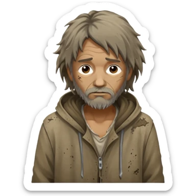very dirty looking homeless person very very dirty sticker