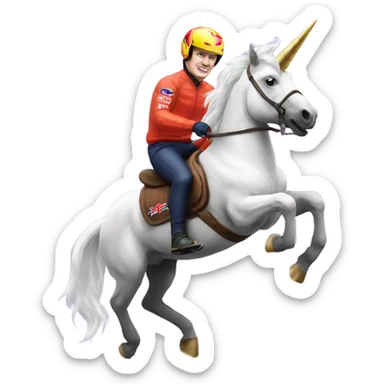 Max Verstappen riding a unicorn sticker