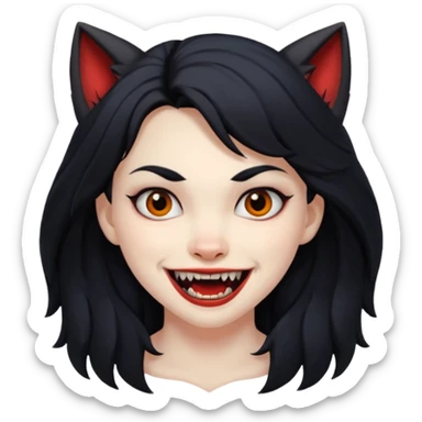 Werewolf black hair girl with a smile sticker