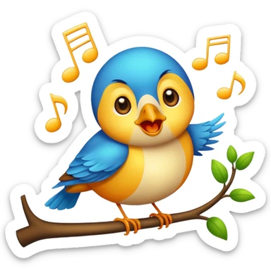 A bird singing Beautiful music sticker