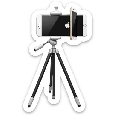 3D Apple-style emoji of a white tripod holding  sticker