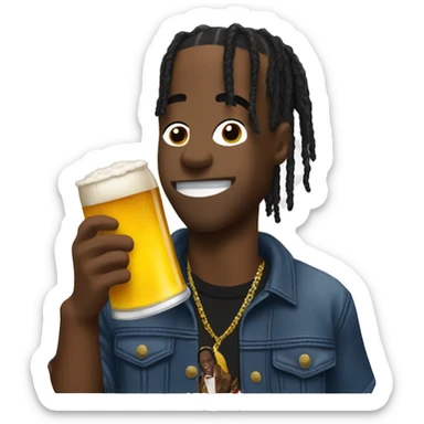 Travis Scott with a beer sticker
