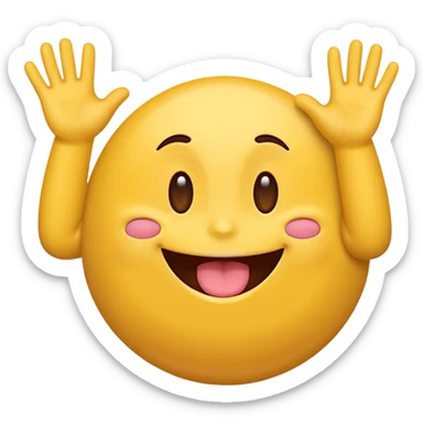 A smiling emoji with its tongue out hands out on the side sticker
