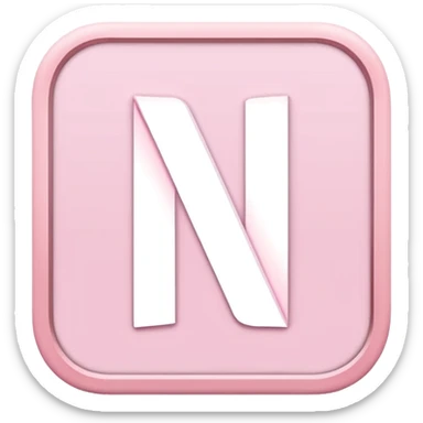 Netflix aesthetic "N" logo in pastel pink with white glowing outline sticker