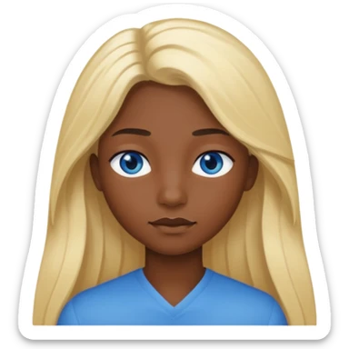 mavi gözlü uzun sarı saçlı çok siyah tenli sticker