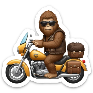 Bigfoot on motorcycle wearing sunglasses and vest  sticker