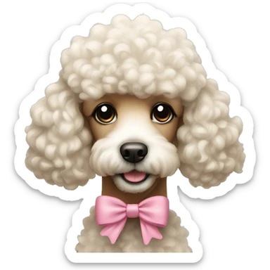 A cute poodle with a bow sticker