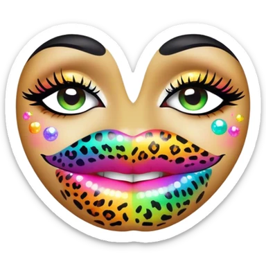 rainbow sparkled leopard print on lush, full lips. Lips only sticker