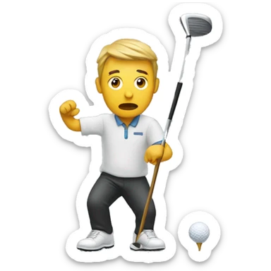 man with a golf club trapped in an hourgla sticker