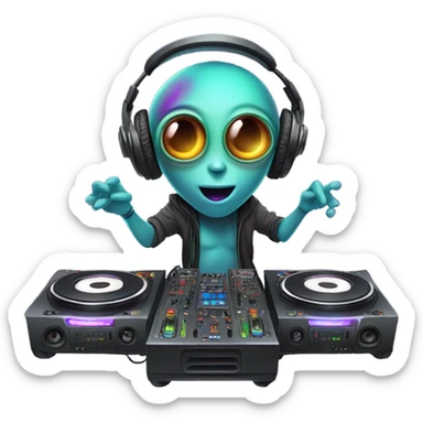Alien EDM DJ sticker