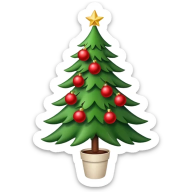 christmas tree with red balls and just the coffe stem down sticker