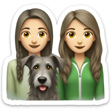 brown hair girl and Irish wolfhound dog  sticker