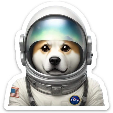 Akita dog astronaut in the space sticker