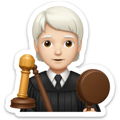 Judge with white wig and gavel sticker
