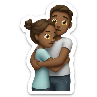 Girl hugging tall boy  sticker