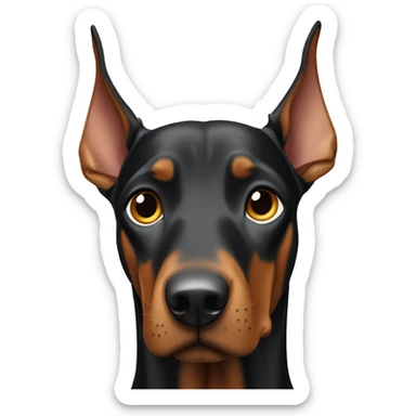 Doberman with white chest one ear slightly bent sticker