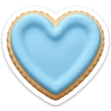Realistic shortbread cookie in the shape of a heart with pastel blue sticker